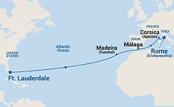 14-Day Western Mediterranean Passage Itinerary Map